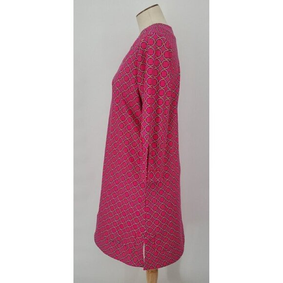 Jude Connally Megan Hot Pink Geometric Print Tunic Dress 3/4 Sleeve Size Large - Picture 5 of 11